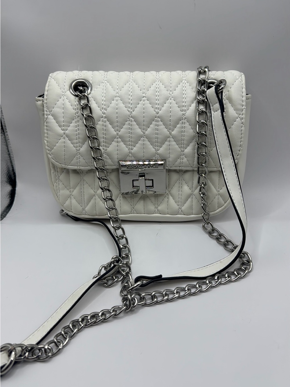 Kendall & Kylie White Quilted Chain Strap Crossbody